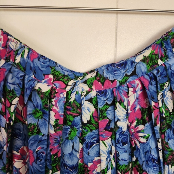 Vintage Midi Skirt 90s Blue Floral Flowy 1990s Feminine Pretty Cottagecore Large - Picture 3 of 7